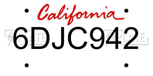 6DJC942 California License Plate