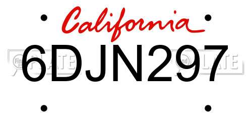 6DJN297 California License Plate