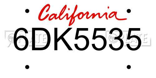 6DK5535 California License Plate