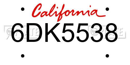 6DK5538 California License Plate