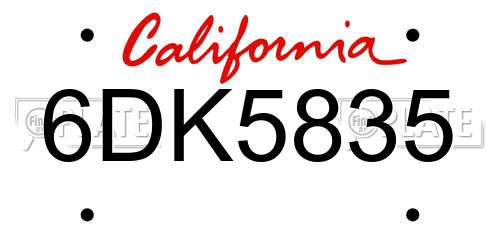6DK5835 California License Plate