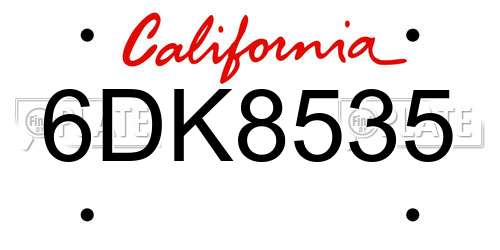 6DK8535 California License Plate