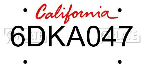 6DKA047 California License Plate
