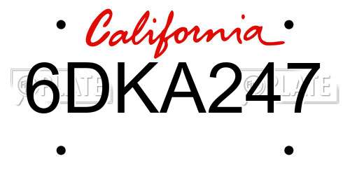 6DKA247 California License Plate