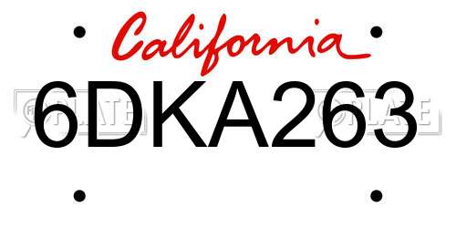 6DKA263 California License Plate