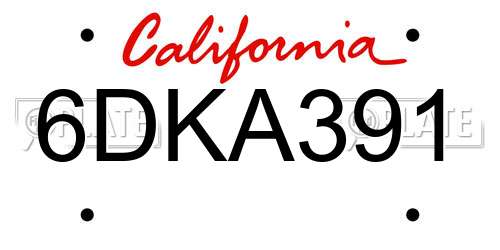 6DKA391 California License Plate