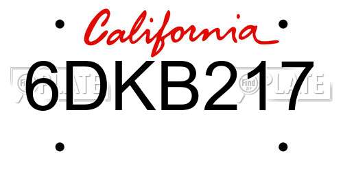 6DKB217 California License Plate