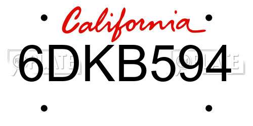 6DKB594 California License Plate