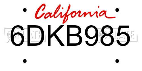 6DKB985 California License Plate
