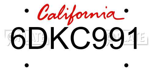 6DKC991 California License Plate