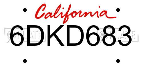 6DKD683 California License Plate