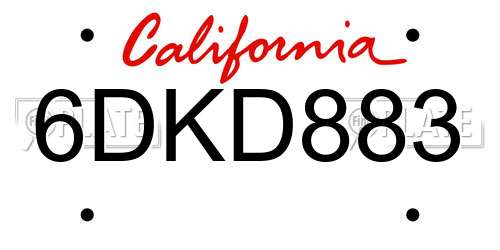 6DKD883 California License Plate