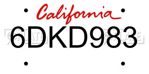 6DKD983 California License Plate