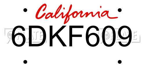 6DKF609 California License Plate