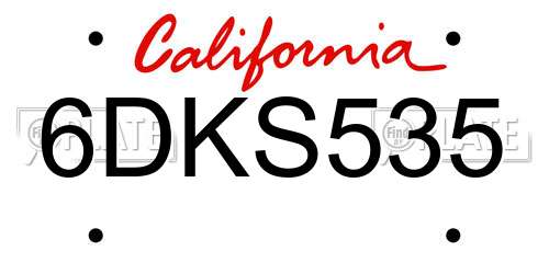 6DKS535 California License Plate