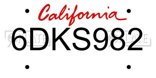 6DKS982 California License Plate