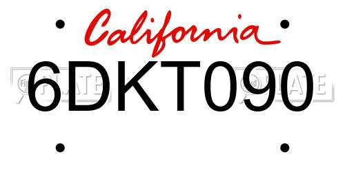 6DKT090 California License Plate