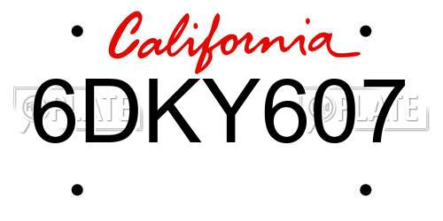 6DKY607 California License Plate