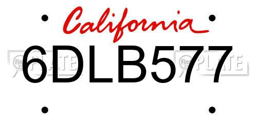 6DLB577 California License Plate