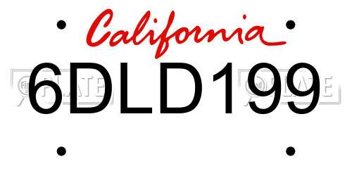 6DLD199 California License Plate