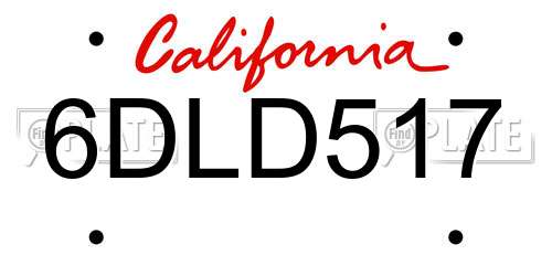 6DLD517 California License Plate