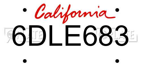 6DLE683 California License Plate