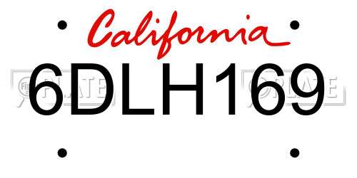 6DLH169 California License Plate