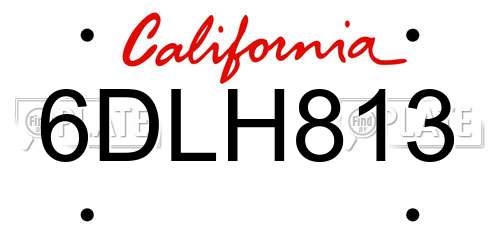 6DLH813 California License Plate