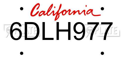 6DLH977 California License Plate