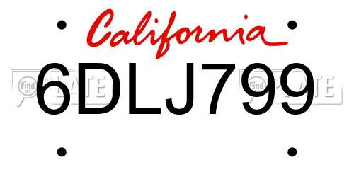 6DLJ799 California License Plate