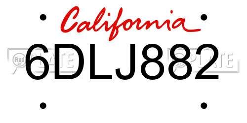 6DLJ882 California License Plate