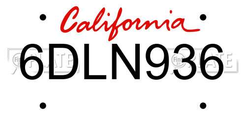 6DLN936 California License Plate