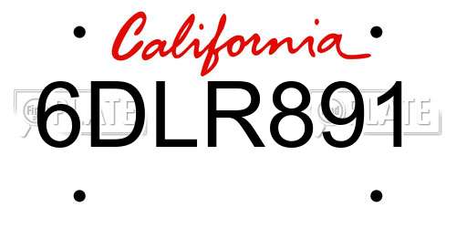 6DLR891 California License Plate