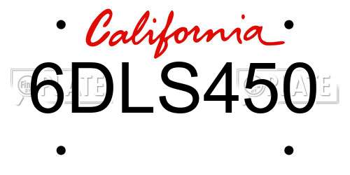 6DLS450 California License Plate