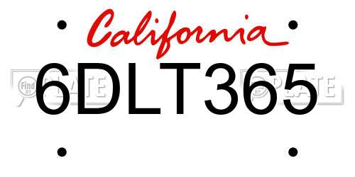 6DLT365 California License Plate