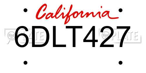 6DLT427 California License Plate