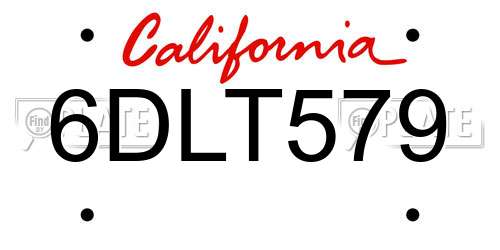 6DLT579 California License Plate