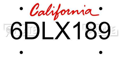 6DLX189 California License Plate