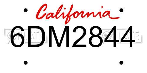 6DM2844 California License Plate