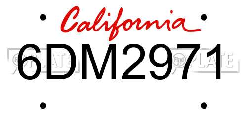 6DM2971 California License Plate