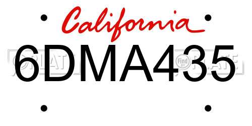 6DMA435 California License Plate