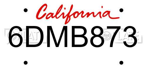 6DMB873 California License Plate