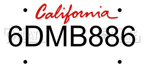 6DMB886 California License Plate