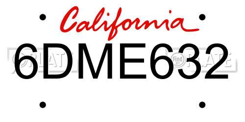 6DME632 California License Plate