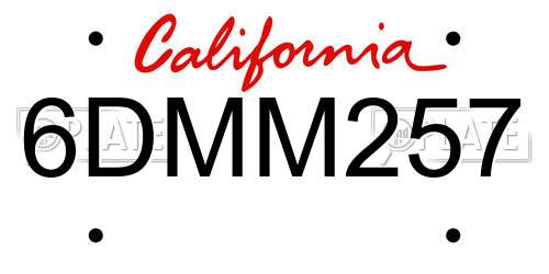 6DMM257 California License Plate