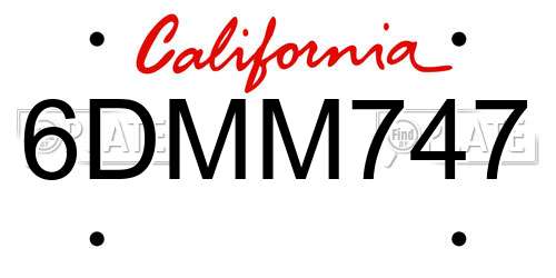6DMM747 California License Plate