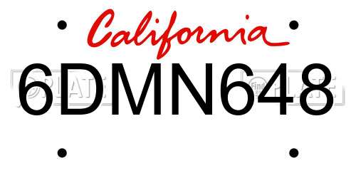 6DMN648 California License Plate