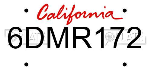 6DMR172 California License Plate