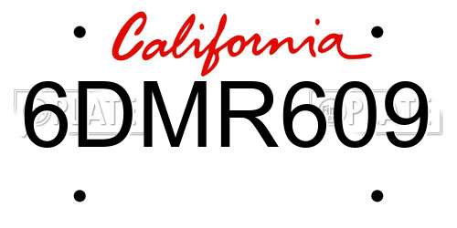 6DMR609 California License Plate