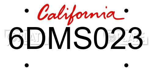 6DMS023 California License Plate